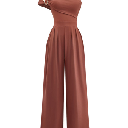 Mila | One-Shoulder Buckle Wide-Leg Jumpsuit