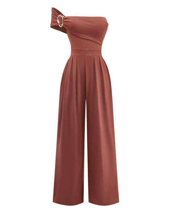 Mila | One-Shoulder Buckle Wide-Leg Jumpsuit