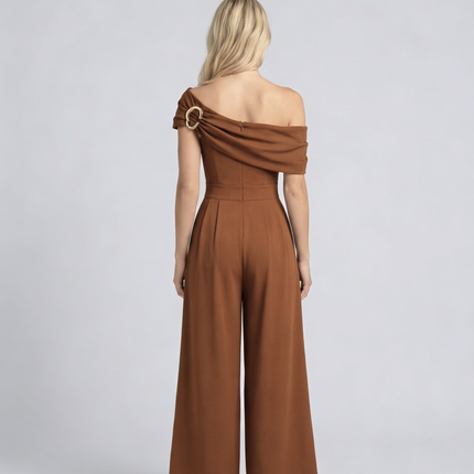 Mila | One-Shoulder Buckle Wide-Leg Jumpsuit