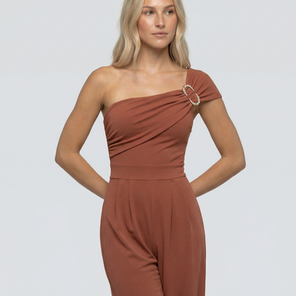 Mila | One-Shoulder Buckle Wide-Leg Jumpsuit
