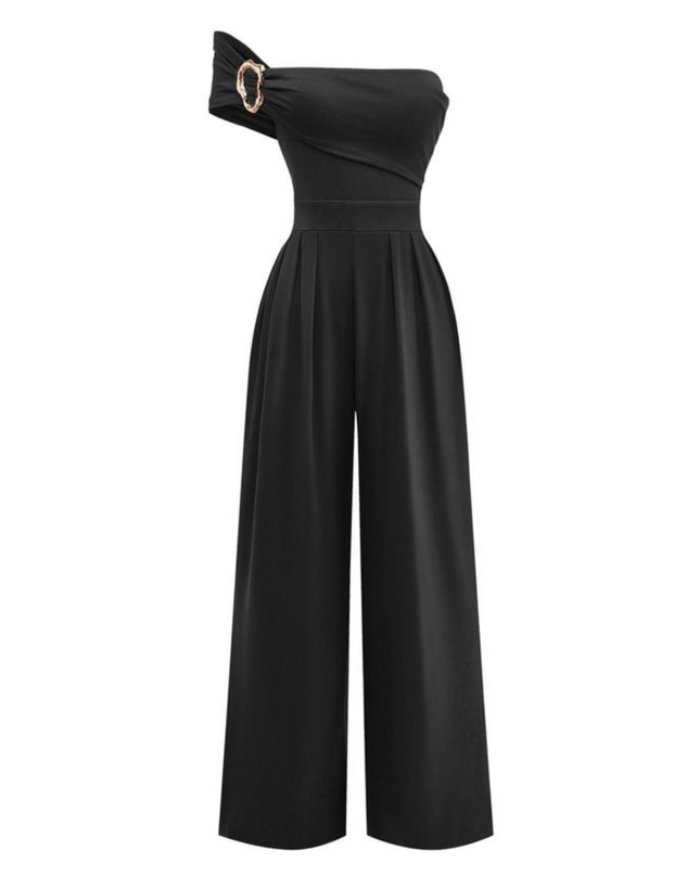 Mila | One-Shoulder Buckle Wide-Leg Jumpsuit