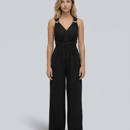 Leanne | Jumpsuit with Cross-Back Detail and Wide-Leg Fit