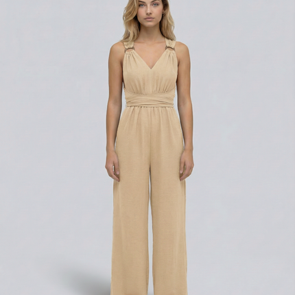 Leanne | Jumpsuit with Cross-Back Detail and Wide-Leg Fit
