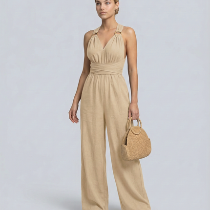 Leanne | Jumpsuit with Cross-Back Detail and Wide-Leg Fit