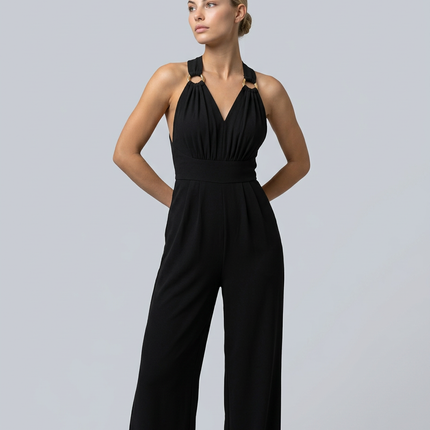 Leanne | Jumpsuit with Cross-Back Detail and Wide-Leg Fit