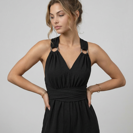 Leanne | Jumpsuit with Cross-Back Detail and Wide-Leg Fit