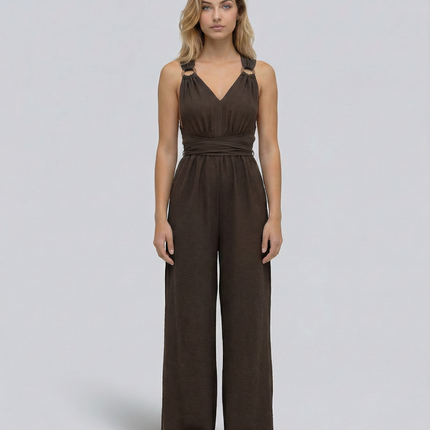 Leanne | Jumpsuit with Cross-Back Detail and Wide-Leg Fit