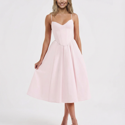 Maya | Flared Skirt Corset Midi Dress