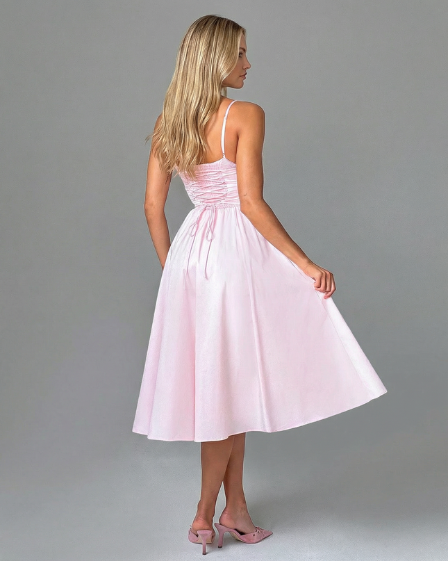 Maya | Flared Skirt Corset Midi Dress