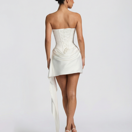 Alina | Mini Dress with Lace Corset and Draped Skirt