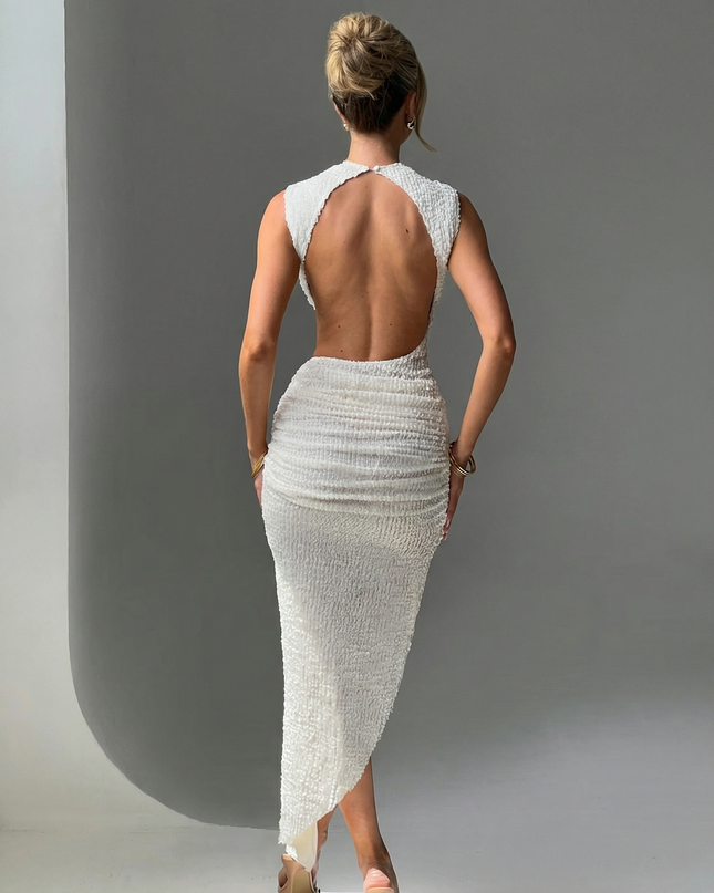 Jocelyn | Midi Dress with High Neck and Ruched Bodycon Fit
