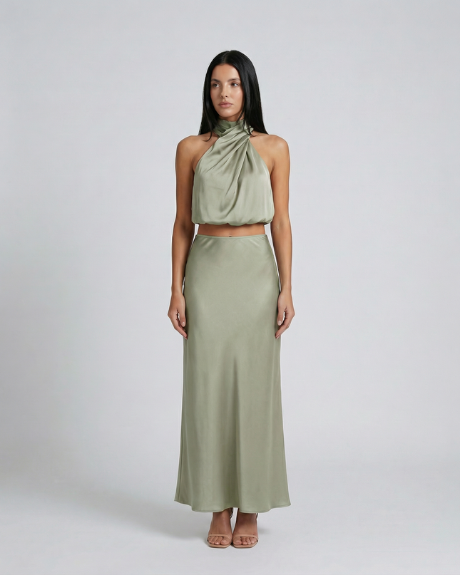 Polly | Two-Piece Set with Halter Top and Maxi Skirt