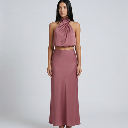 Polly | Two-Piece Set with Halter Top and Maxi Skirt