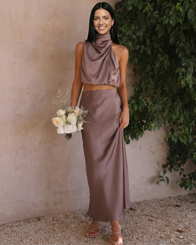 Polly | Two-Piece Set with Halter Top and Maxi Skirt