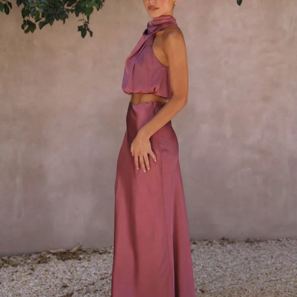 Polly | Two-Piece Set with Halter Top and Maxi Skirt