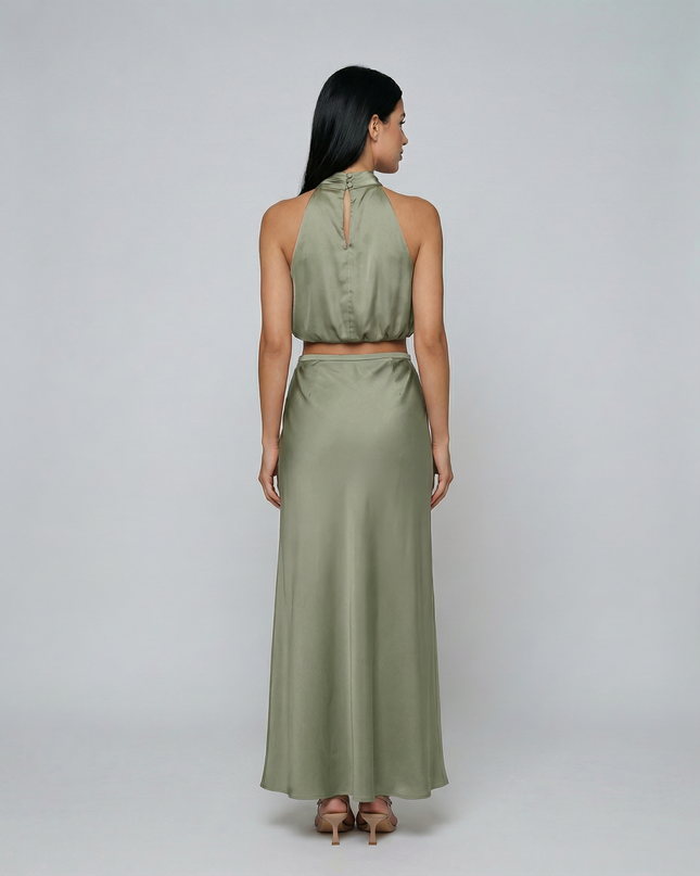 Polly | Two-Piece Set with Halter Top and Maxi Skirt