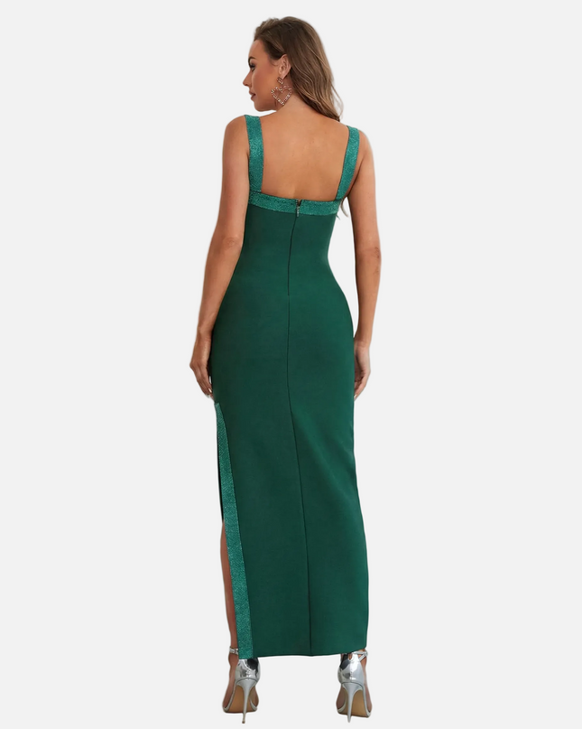 Janet | Bandage Maxi Dress with Square Neck and Side Split