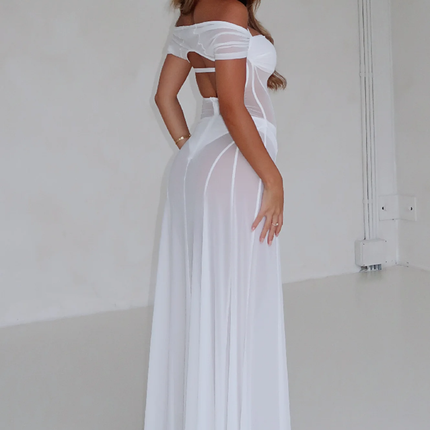 Denise | Sheer Maxi Dress with Side Split