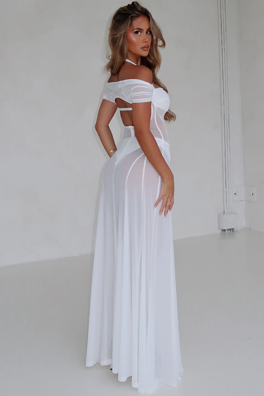 Denise | Sheer Maxi Dress with Side Split