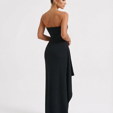 Stacey | Strapless Maxi Dress with Ruched Detail and Split
