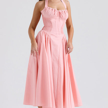 Adabella | Halter Midi Sundress with Gathered Bust