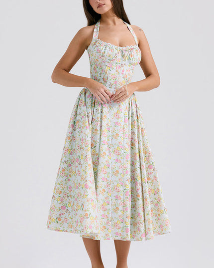 Adabella | Halter Midi Sundress with Gathered Bust