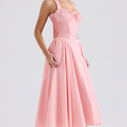 Adabella | Halter Midi Sundress with Gathered Bust