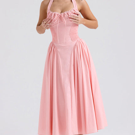 Adabella | Halter Midi Sundress with Gathered Bust