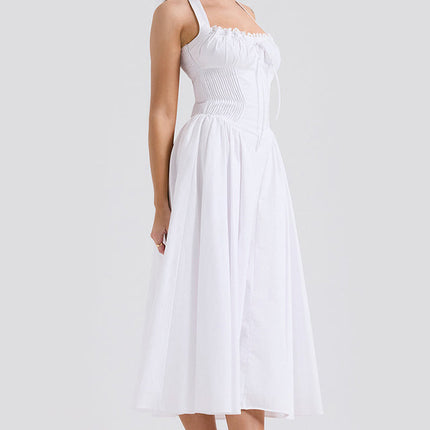 Adabella | Halter Midi Sundress with Gathered Bust