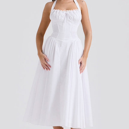 Adabella | Halter Midi Sundress with Gathered Bust