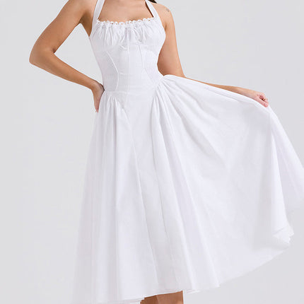 Adabella | Halter Midi Sundress with Gathered Bust