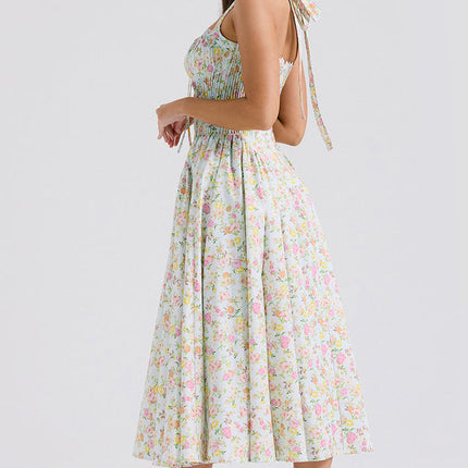 Adabella | Halter Midi Sundress with Gathered Bust