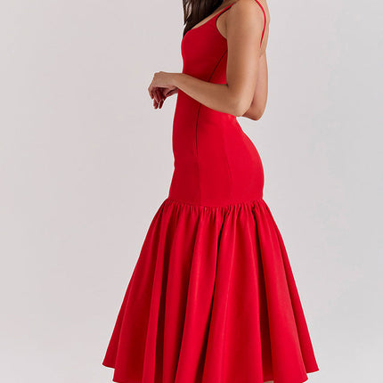 Luna | Dropped Waist Midi Dress with Tulle Skirt
