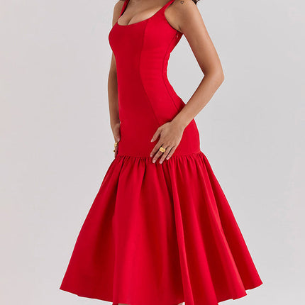 Luna | Dropped Waist Midi Dress with Tulle Skirt