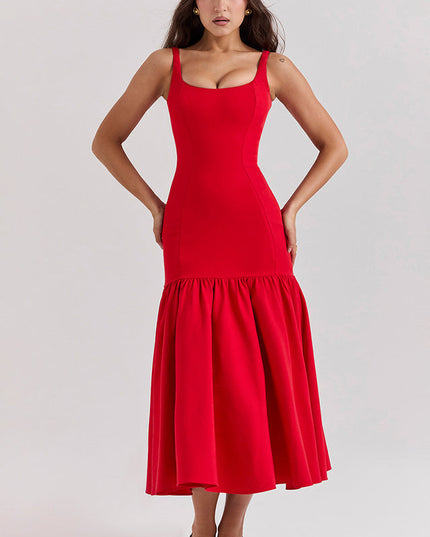 Luna | Dropped Waist Midi Dress with Tulle Skirt