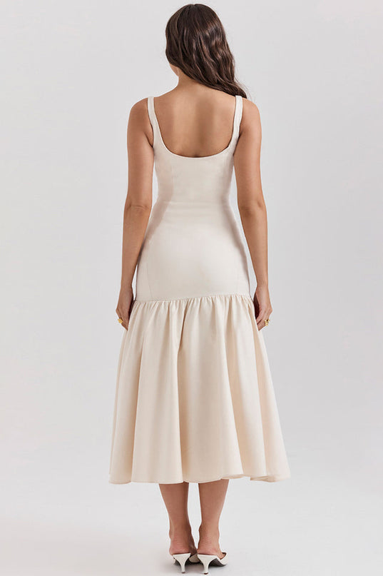 Luna | Dropped Waist Midi Dress with Tulle Skirt