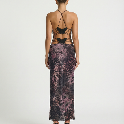 Terri | Backless Midi Dress with Butterfly Detail
