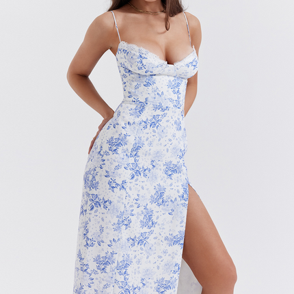 Myrtle | Floral Corset Midi Dress with Side Split