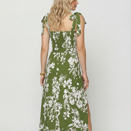 Pauline | Square Neck Midi Dress with Side Slit