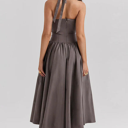 Misty | Halter Midi Dress with Structured Bodice