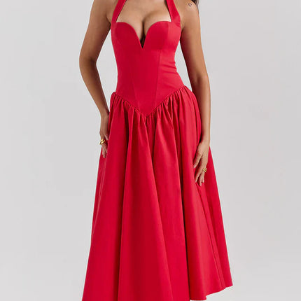 Misty | Halter Midi Dress with Structured Bodice