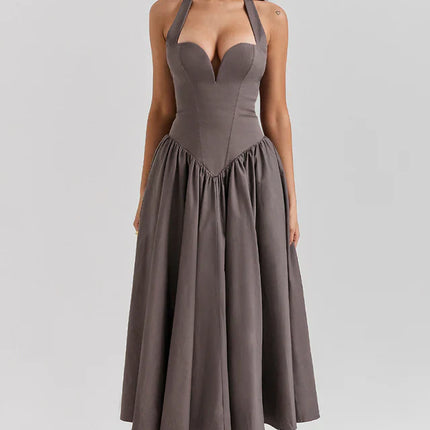Misty | Halter Midi Dress with Structured Bodice