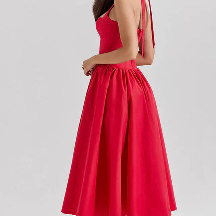 Misty | Halter Midi Dress with Structured Bodice