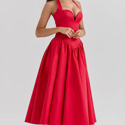 Misty | Halter Midi Dress with Structured Bodice