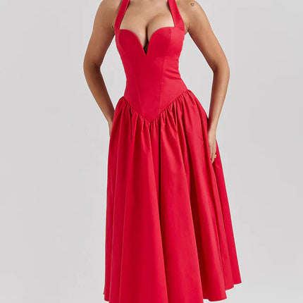 Misty | Halter Midi Dress with Structured Bodice