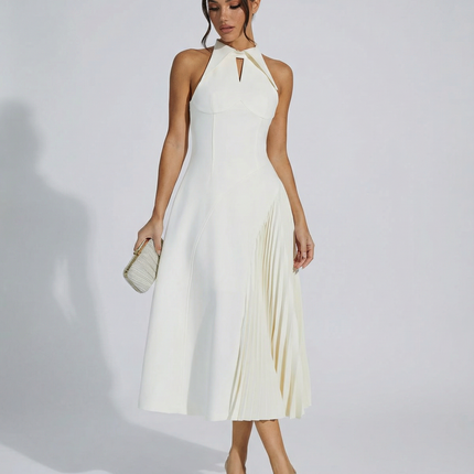 Quinn | Sleeveless Midi Dress with Pleated Panel