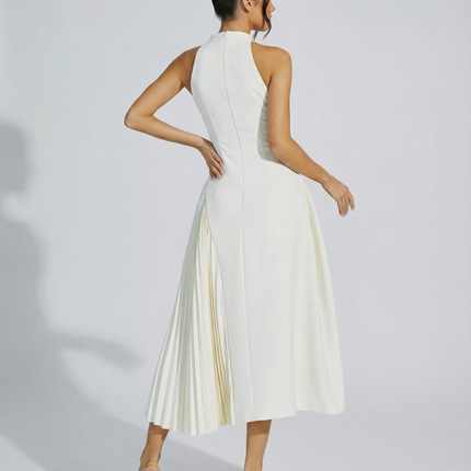 Quinn | Sleeveless Midi Dress with Pleated Panel