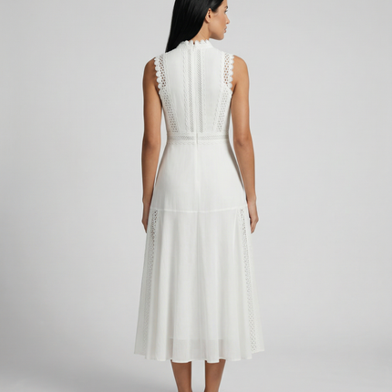 Alma | Sleeveless Midi Dress with Lace Panels