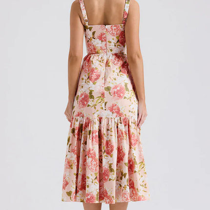 Cassie | Floral Midi Sundress with Tiered Skirt