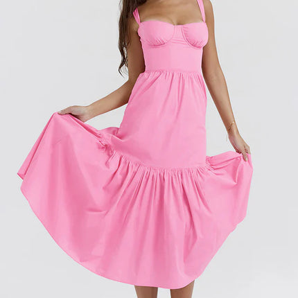 Cassie | Floral Midi Sundress with Tiered Skirt